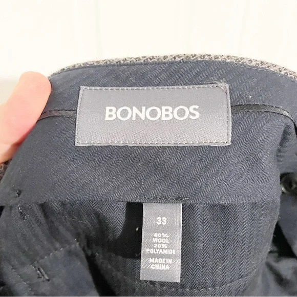Bonobos Gray Tailored Wool Dress Pants Cuffed Hem Trouser Straight Leg Size 33 - Picture 7 of 8